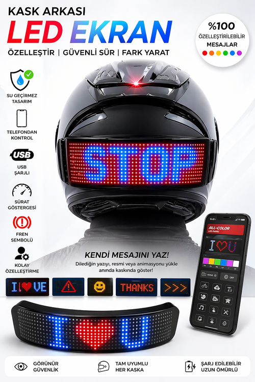 ŞARJLI MOTOSİKLET KASK EKRANI